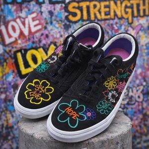 Vans Embroidered Floral “Self Love Hope Strength” Sneakers Women’s 7.5 Old Skool